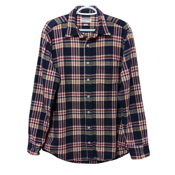 AMERICAN apparel plaid blue red flannel button down shirt Large @U - Picture 1 of 8
